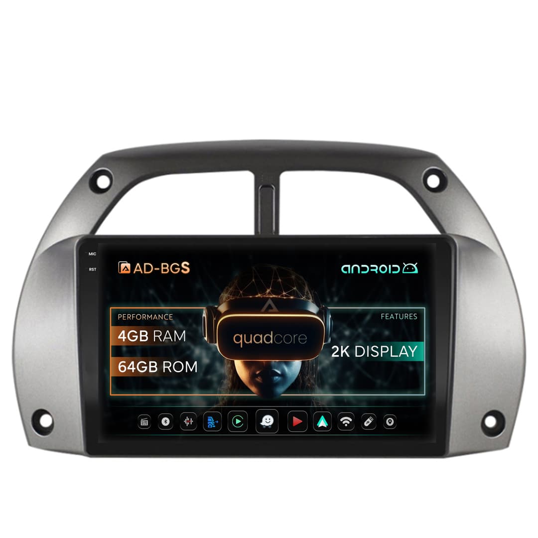 Navigatie 2K Toyota RAV4 (2001-2006), Android, S-Quadcore 4GB RAM + 64GB ROM, 9.5 Inch - AD-BGS90042K+AD-BGRKIT109