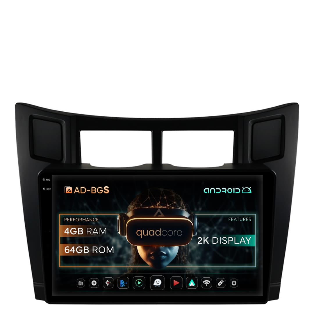 Navigatie 2K Toyota Yaris (2005-2012), Android, S-Quadcore 4GB RAM + 64GB ROM, 9.5 Inch - AD-BGS90042K+AD-BGRKIT103