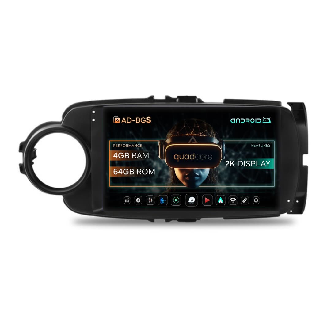 Navigatie 2K Toyota Yaris (2010-2018), Android, S-Quadcore 4GB RAM + 64GB ROM, 9.5 Inch - AD-BGS90042K+AD-BGRKIT104B