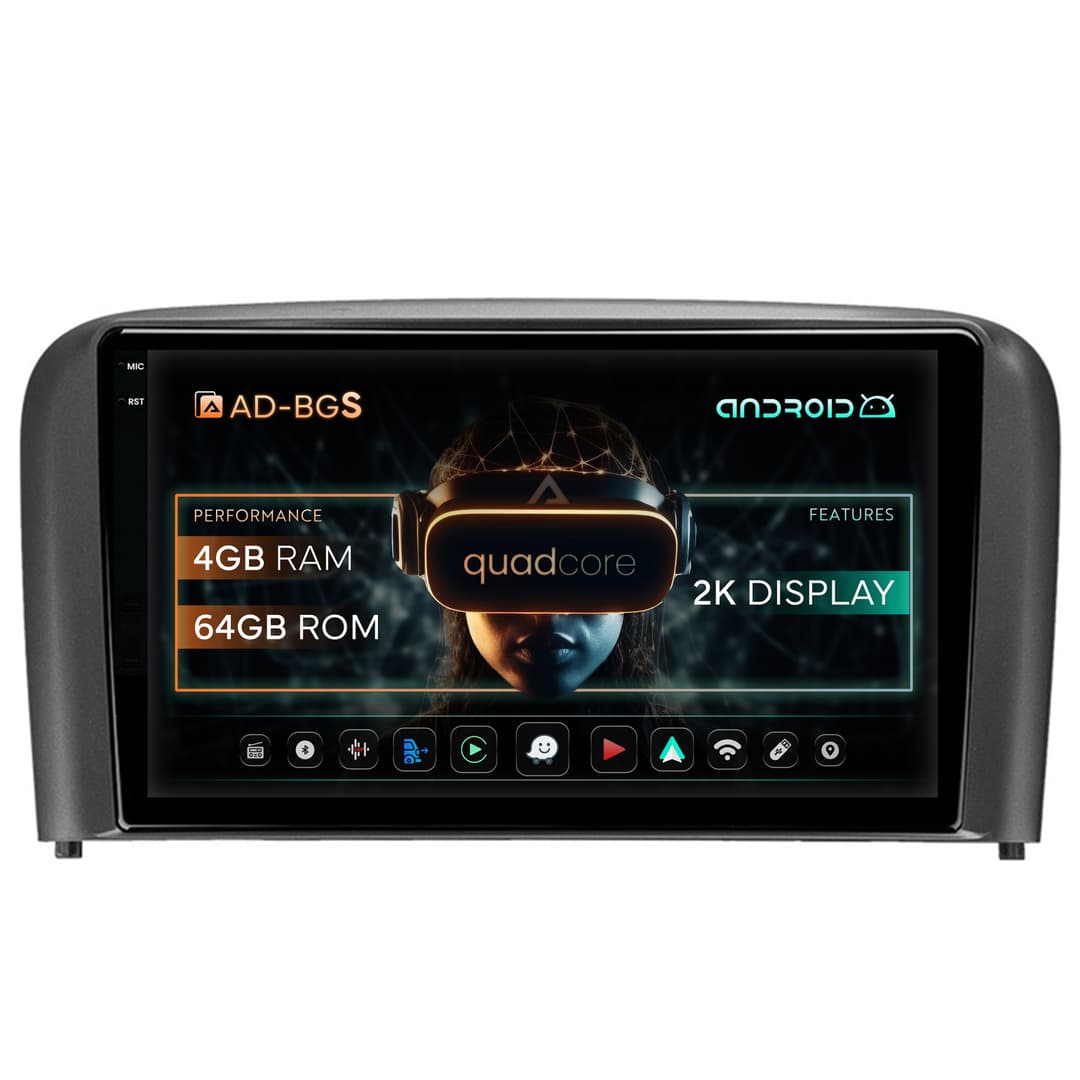 Navigatie 2K Volvo S80 (1998-2004), Android, S-Quadcore 4GB RAM + 64GB ROM, 9.5 Inch - AD-BGS90042K+AD-BGRKIT404