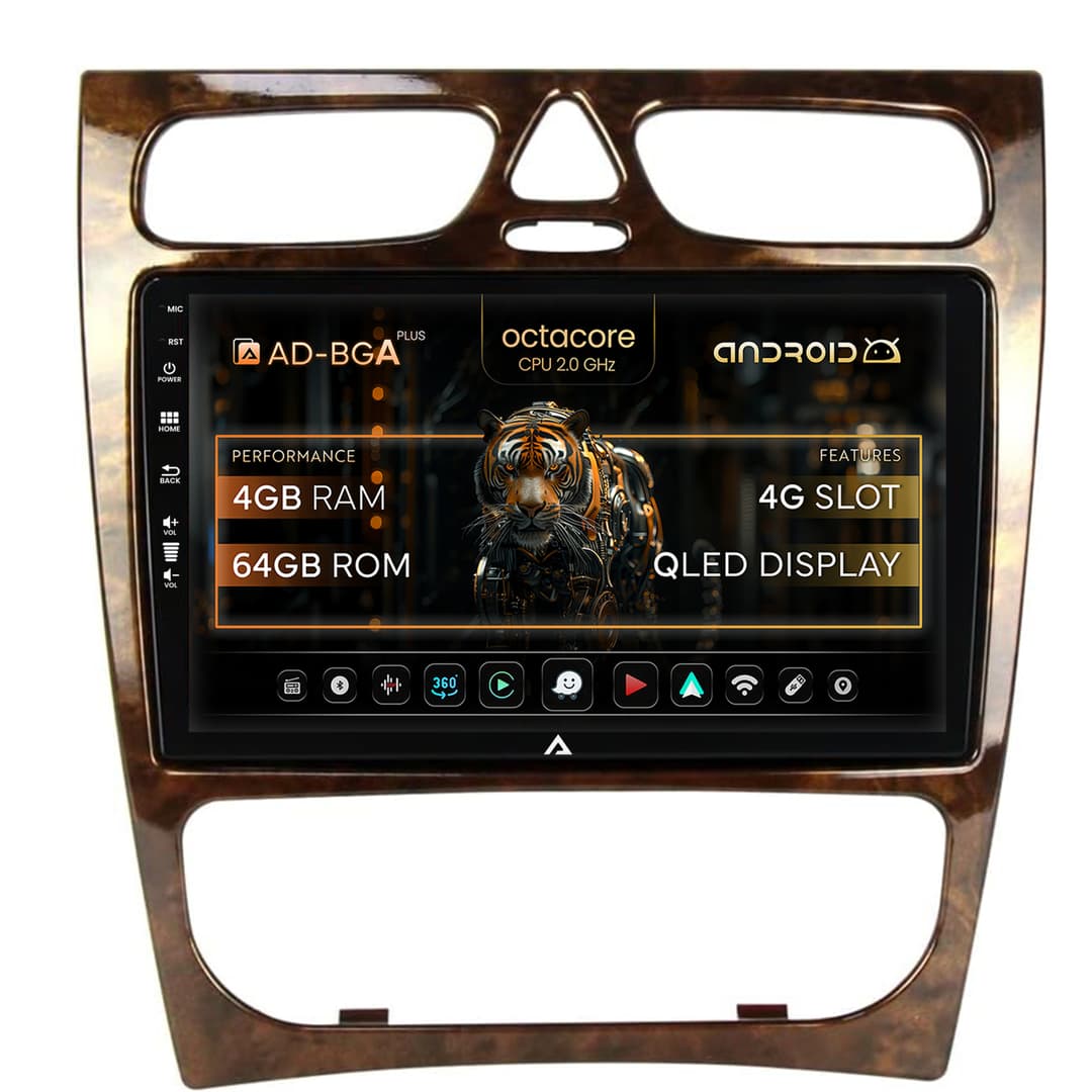 Navigatie Benz C Class (W203) (2002-2004), Android, A-Octacore 4GB RAM + 64GB ROM, 9 Inch - AD-BGA9004+AD-BGRKIT416V3