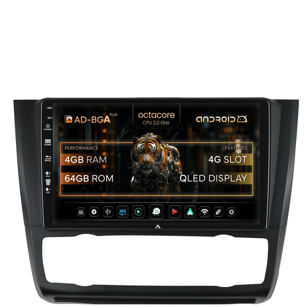 Navigatie BMW Seria 1 E87 (2007-2011), Clima Automata, Android, A-Octacore 4GB RAM + 64GB ROM, 9 Inch - AD-BGA9004+AD-BGRKIT399