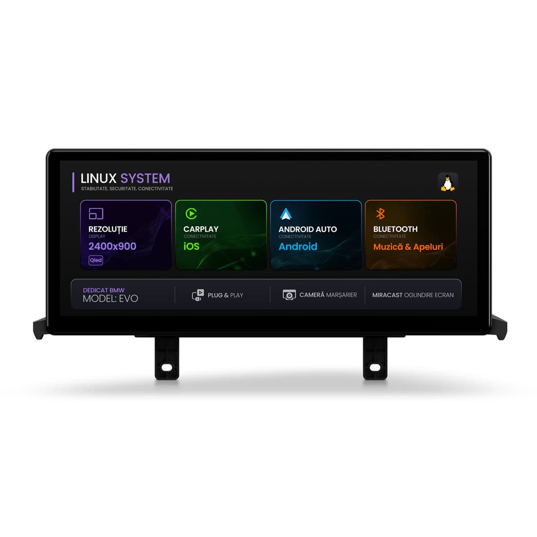Navigatie BMW Seria 1 F20 F21 (2017-2019), Linux OS OEM, Varianta EVO, CarPlay Android Auto Wireless, MirrorLink, Camera AHD, 12.3 Inch -