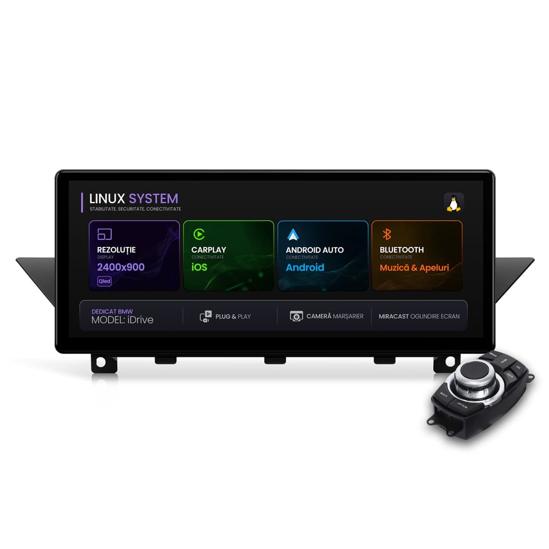 Navigatie BMW X1 E84 (2009-2015), Linux OS OEM, Varianta iDrive, CarPlay Android Auto Wireless, MirrorLink, Camera AHD, 12.3 Inch -
