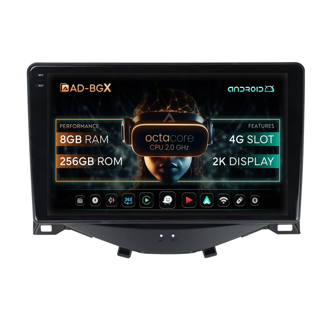 Navigatie Citroen C1 Peugeot 108 Toyota AYGO (2014-2022), Android, X-Octacore 8GB RAM + 256GB ROM, 9.5 Inch - AD-BGX9008+AD-BGRKIT101