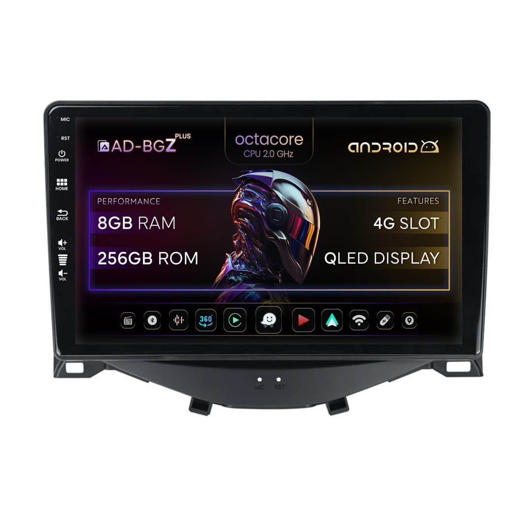 Navigatie Citroen C1 Peugeot 108 Toyota AYGO (2014-2022), Android, Z-Octacore 8GB RAM + 256GB ROM, 9 Inch - AD-BGZ9008+AD-BGRKIT101