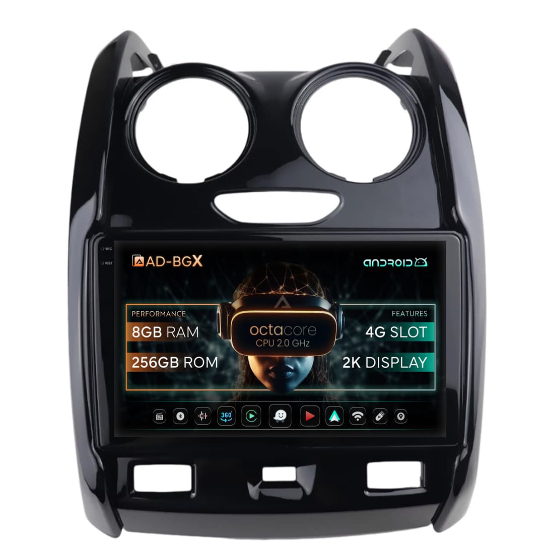 Navigatie Dacia Duster (2012-2019), Android, X-Octacore 8GB RAM + 256GB ROM, 9.5 Inch - AD-BGX9008+AD-BGRKIT366V2