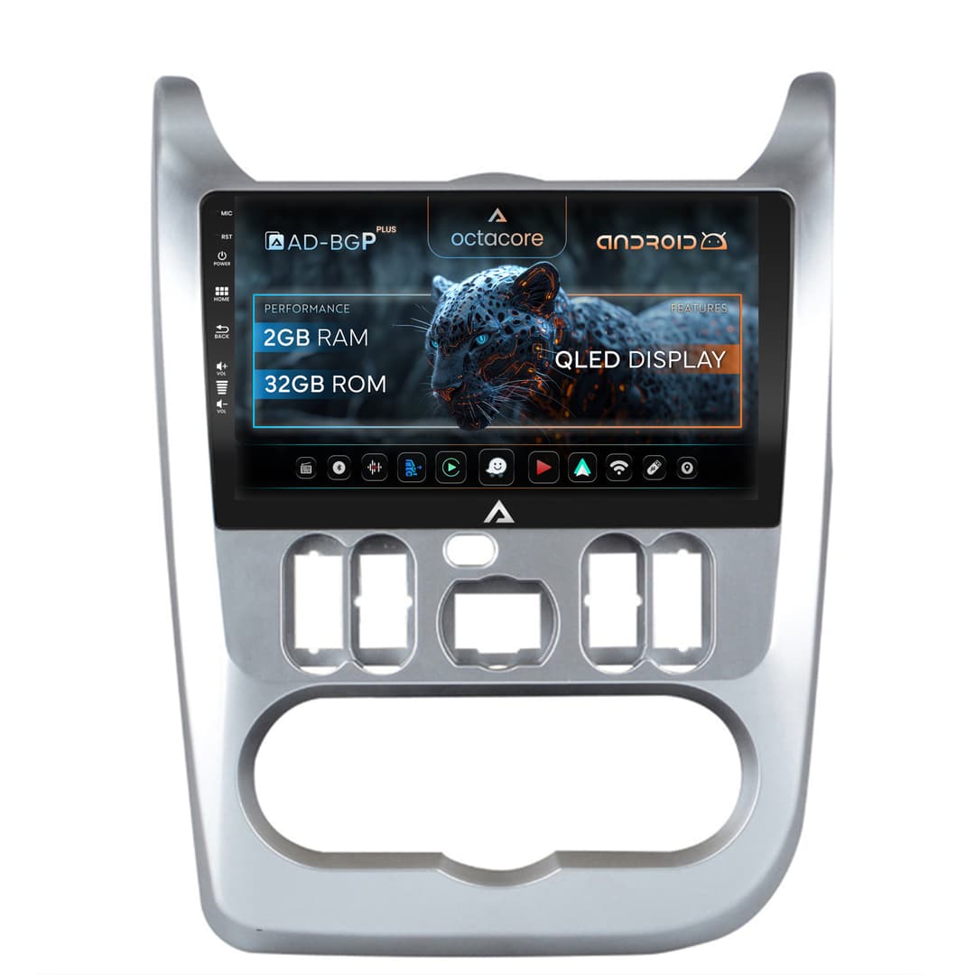 Navigatie Dacia Logan Duster Sandero (2008-2013), Android, P-Octacore 2GB RAM + 32GB ROM, 9 Inch - AD-BGP9002+AD-BGRKIT367