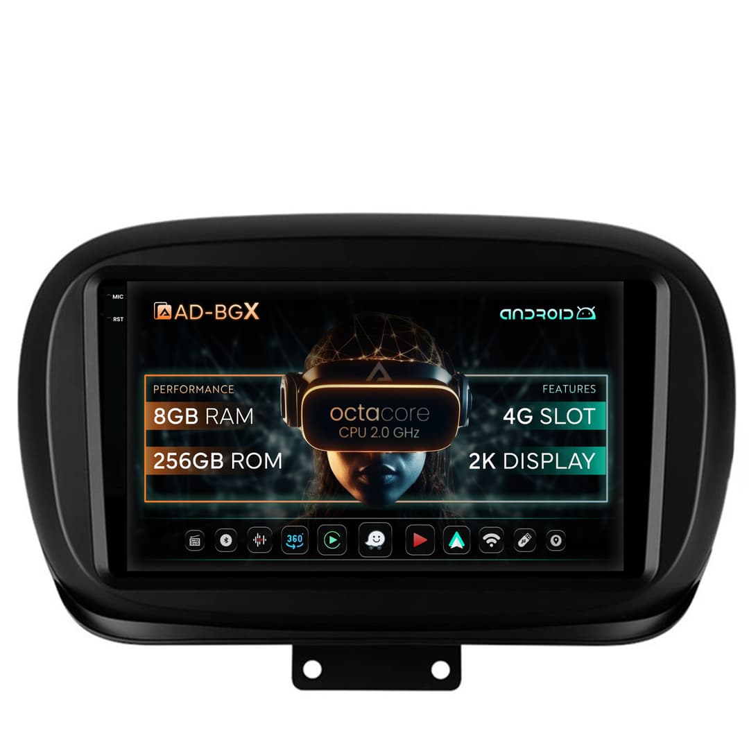 Navigatie Fiat 500X (2014-2020), Android, X-Octacore 8GB RAM + 256GB ROM, 9.5 Inch - AD-BGX9008+AD-BGRKIT362