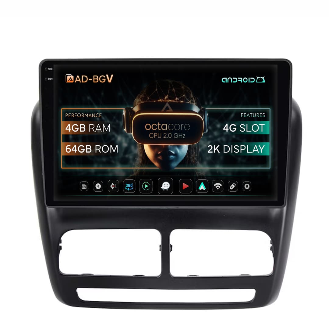 Navigatie Fiat Doblo (2010-2015), Android, V-Octacore 4GB RAM + 64GB ROM, 10.36 Inch - AD-BGV10004+AD-BGRKIT358