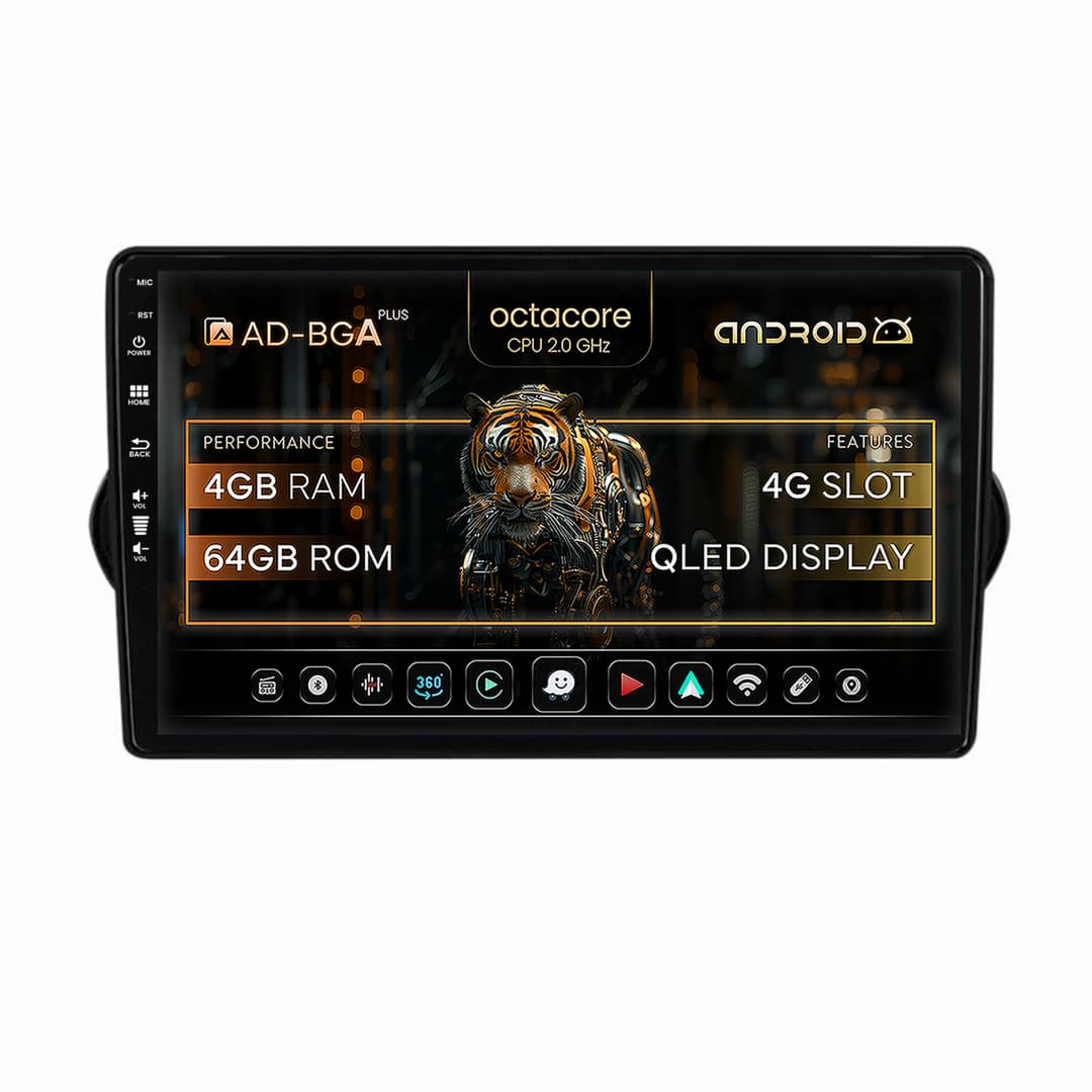 Navigatie Fiat Tipo (2015-2021), Android, A-Octacore 4GB RAM + 64GB ROM, 9 Inch - AD-BGA9004+AD-BGRKIT360