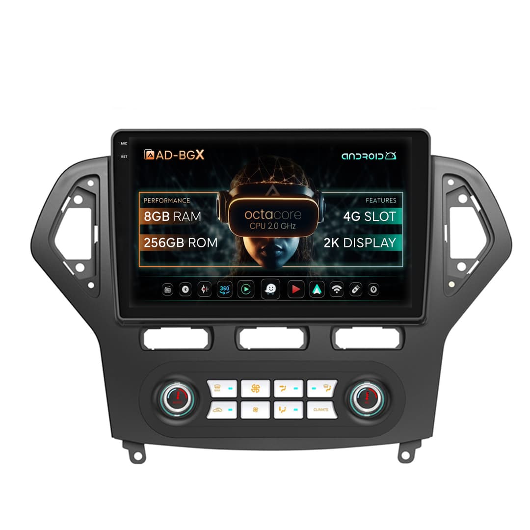 Navigatie Ford Mondeo (2007-2010) Clima Automata, Android, X-Octacore 8GB RAM + 256GB ROM, 10.36 Inch - AD-BGX9008+AD-BGRKIT127