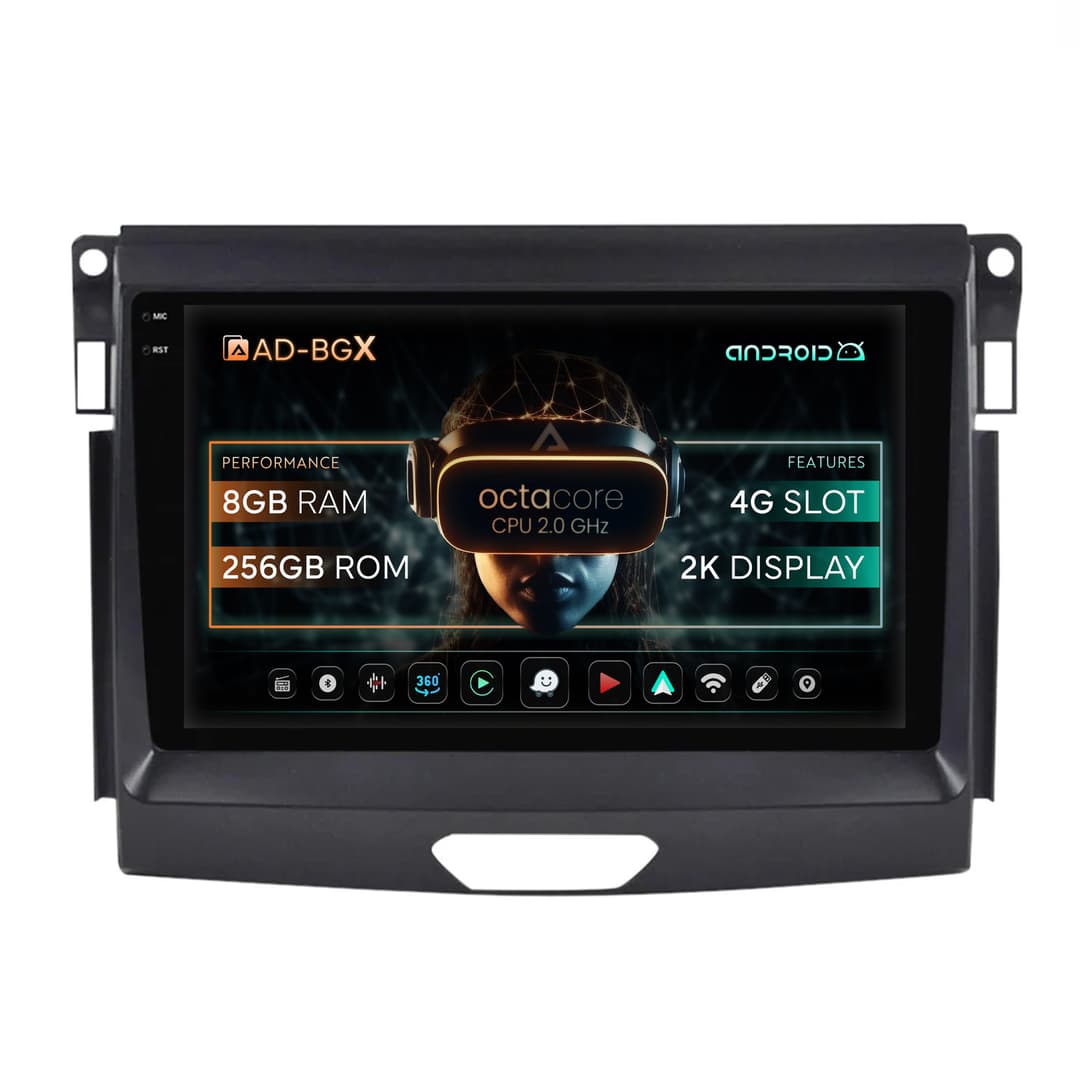 Navigatie Ford Ranger (2015-2020), Android, X-Octacore 8GB RAM + 256GB ROM, 9.5 Inch - AD-BGX9008+AD-BGRKIT120