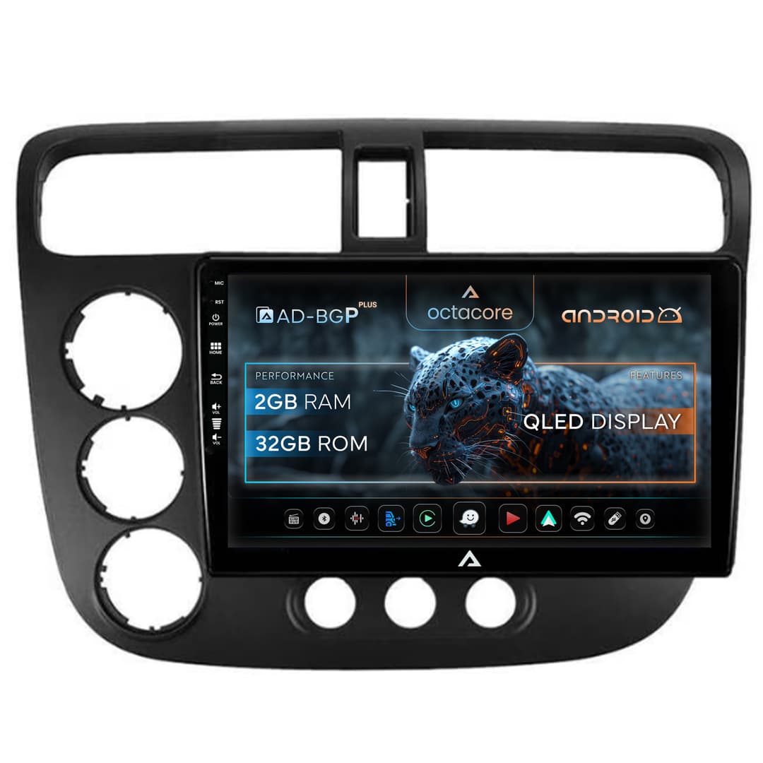 Navigatie Honda Civic (1998-2005), Android, P-Octacore 2GB RAM + 32GB ROM, 9 Inch - AD-BGP9002+AD-BGRKIT018