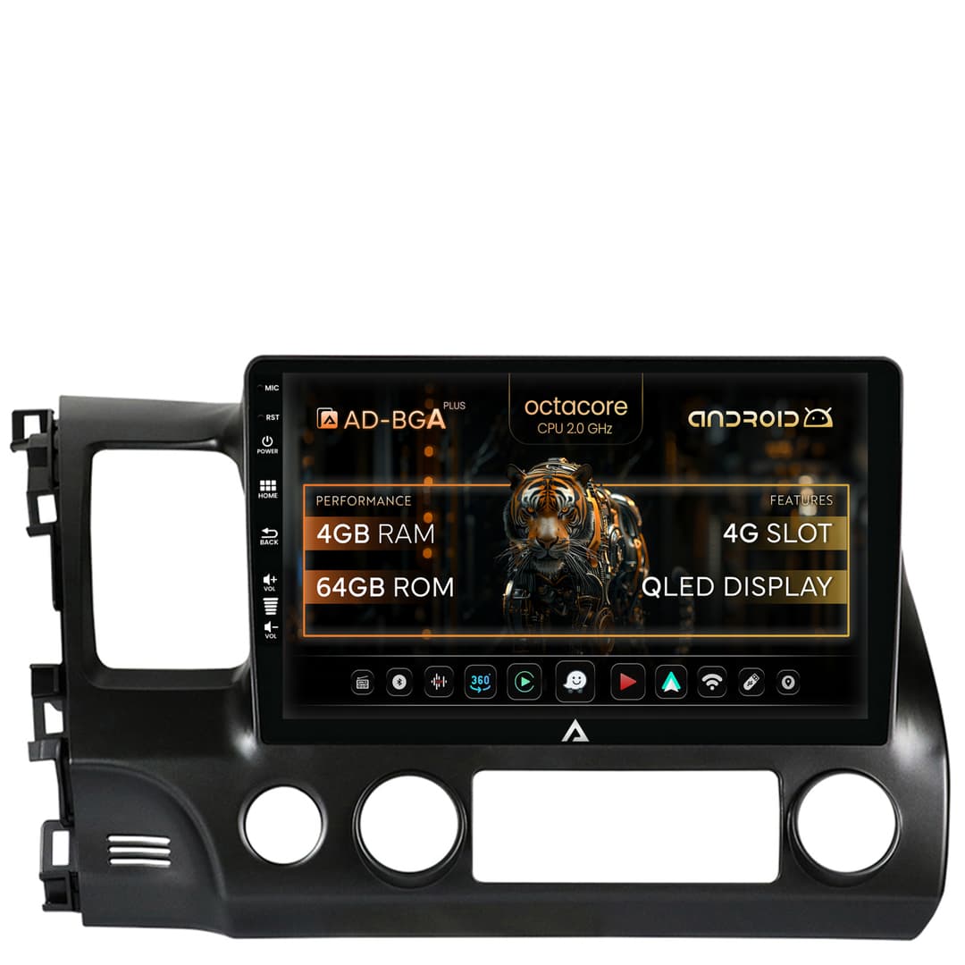 Navigatie Honda Civic (2005-2012), Android, A-Octacore 4GB RAM + 64GB ROM, 10.1 Inch - AD-BGA10004+AD-BGRKIT008