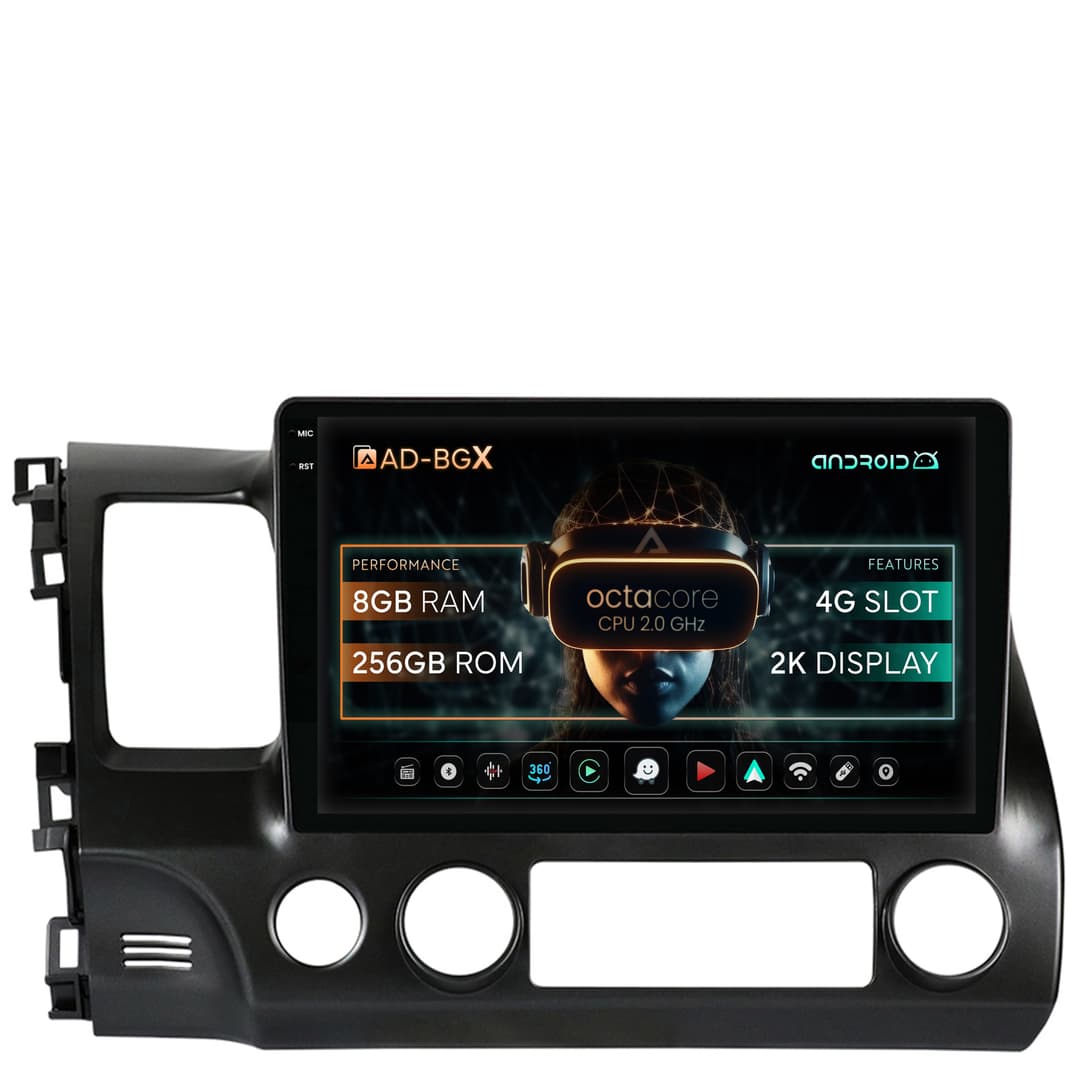Navigatie Honda Civic (2005-2012), Android, X-Octacore 8GB RAM + 256GB ROM, 10.36 Inch - AD-BGX10008+AD-BGRKIT008