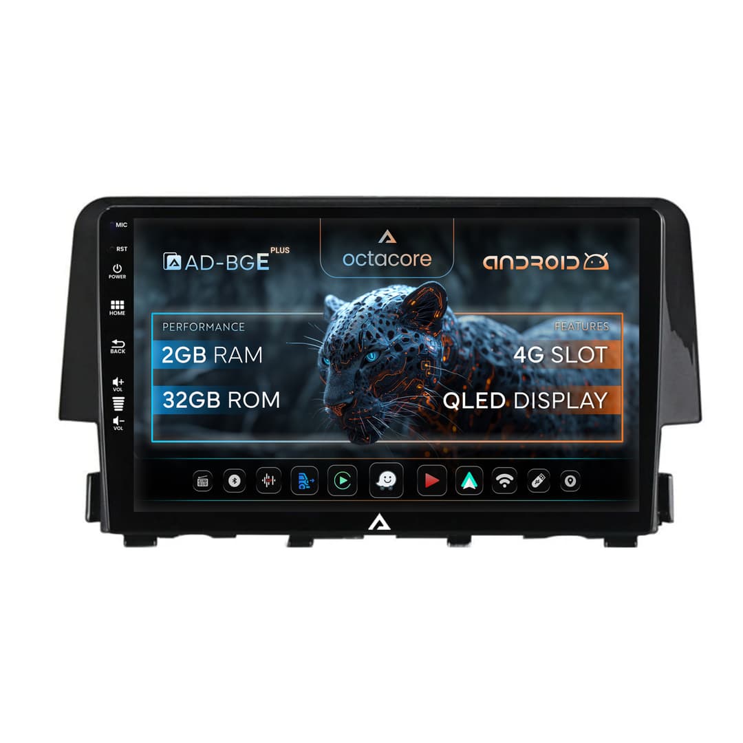 Navigatie Honda Civic X Sedan (2015-2021), Android, E-Octacore 2GB RAM + 32GB ROM, 9 Inch - AD-BGE9002+AD-BGRKIT004