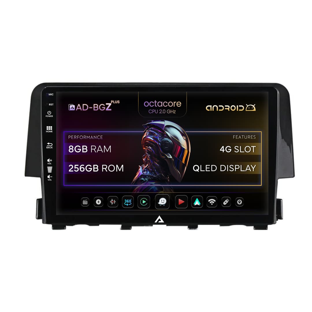 Navigatie Honda Civic X Sedan (2015-2021), Android, Z-Octacore 8GB RAM + 256GB ROM, 9 Inch - AD-BGZ9008+AD-BGRKIT004
