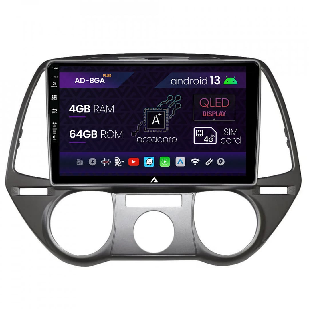 Navigatie Hyundai I20 (2008-2012), Android, A-Octacore 4GB RAM + 64GB ROM, 9 Inch - AD-BGA9004+AD-BGRKIT219V2