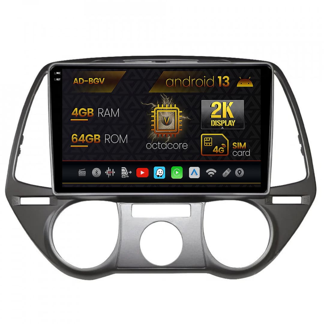 Navigatie Hyundai I20 (2008-2012), Android, V-Octacore 4GB RAM + 64GB ROM, 9.5 Inch - AD-BGV9004+AD-BGRKIT219