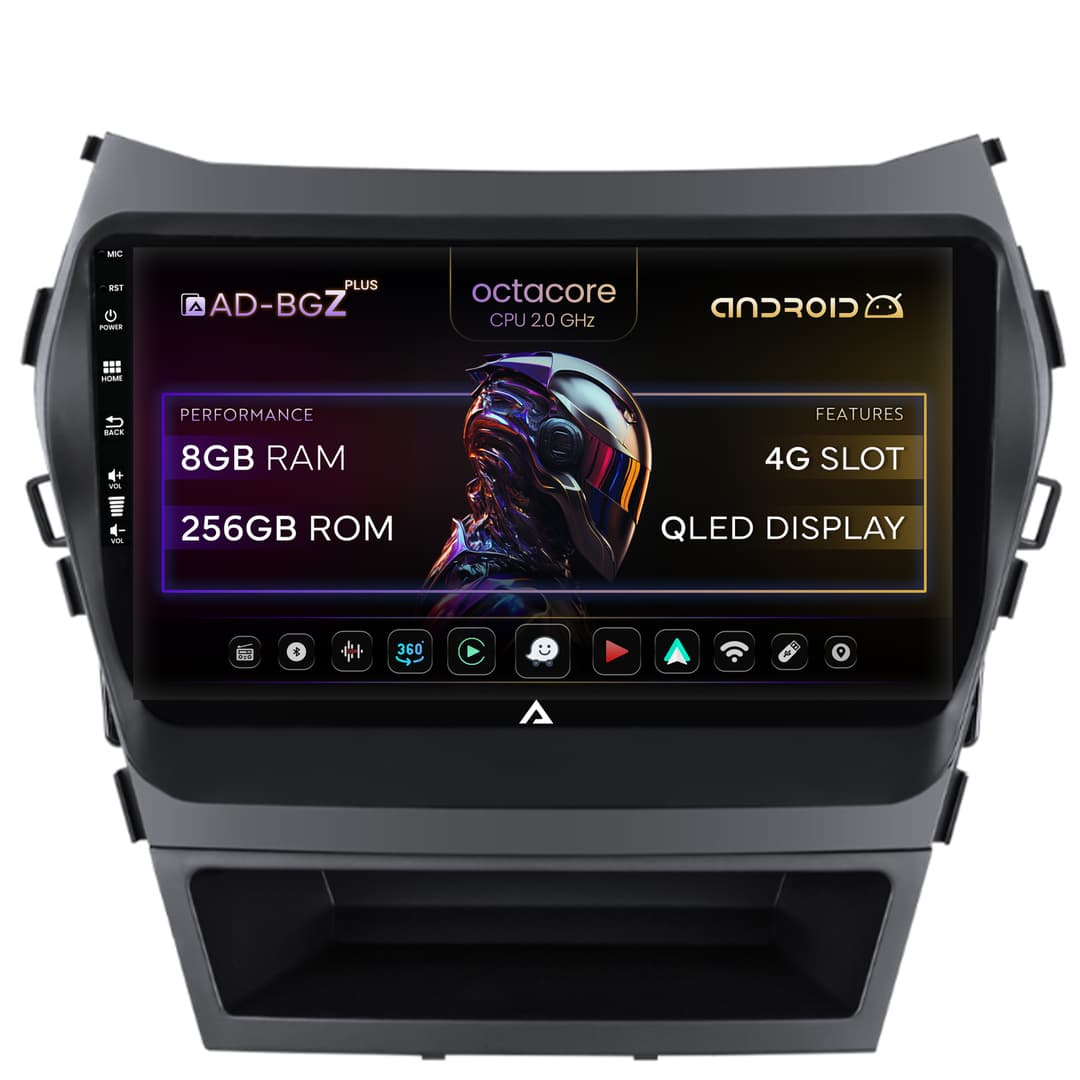 Navigatie Hyundai Santa Fe IX45 (2013-2017), Android, Z-Octacore 8GB RAM + 256GB ROM, 9 Inch - AD-BGZ9008+AD-BGRKIT182