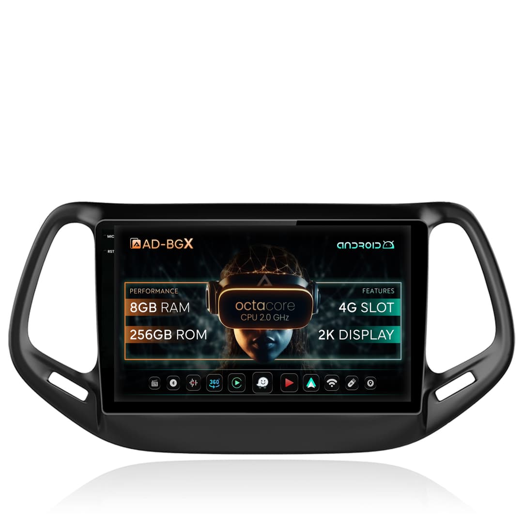 Navigatie Jeep Compass (2016+), Android, X-Octacore 8GB RAM + 256GB ROM, 10.36 Inch - AD-BGX10008+AD-BGRKIT287