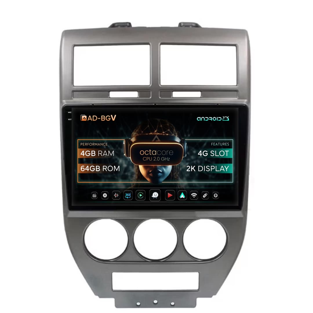 Navigatie Jeep Compass Patriot (2006-2010), Android, V-Octacore 4GB RAM + 64GB ROM, 10.36 Inch - AD-BGV10004+AD-BGRKIT295