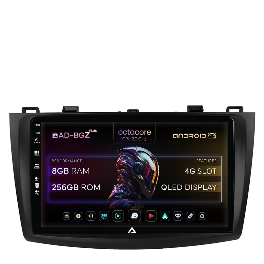 Navigatie Mazda 3 (2009-2013), Android, Z-Octacore 8GB RAM + 256GB ROM, 9 Inch - AD-BGZ9008+AD-BGRKIT320