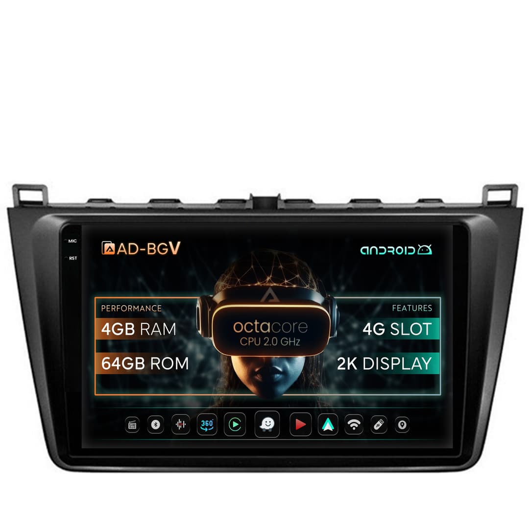 Navigatie Mazda 6 (2008-2013), Android, V-Octacore 4GB RAM + 64GB ROM, 9.5 Inch - AD-BGV9004+AD-BGRKIT328