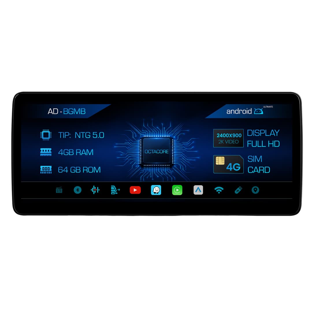 Navigatie Mercedes Benz A-Class W176 (2016-2018), NTG 5.0, Android, MB-Octacore, 4GB RAM + 64GB ROM, 12.3 Inch - AD-BGMB1200450V1
