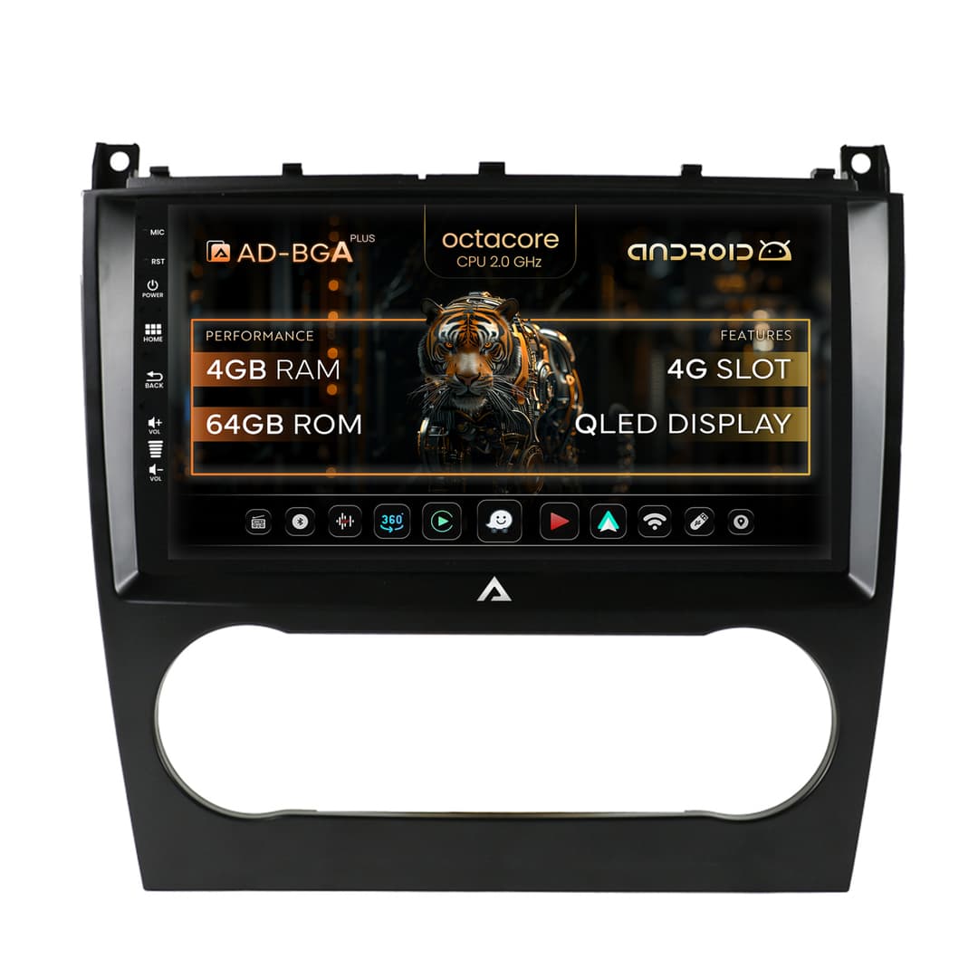 Navigatie Mercedes Benz C-Class W203 (2004-2011), Android, A-Octacore 4GB RAM + 64GB ROM, 9 INCH - AD-BGA9004+AD-BGRKIT414