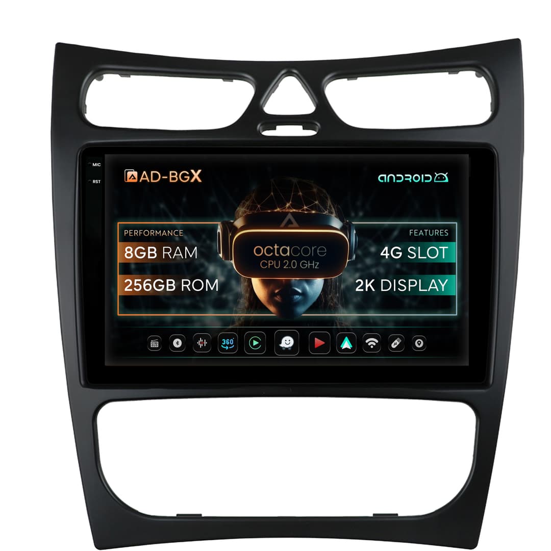 Navigatie Mercedes Benz CLK W209 (2000-2005), Android, X-Octacore 8GB RAM + 256GB ROM, 9.5 Inch - AD-BGX9008+AD-BGRKIT416V2