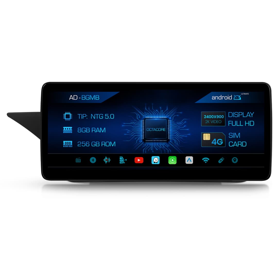 Navigatie Mercedes Benz E-Class W212 (2015-2016), NTG 5.0, Android, MB-Octacore, 8GB RAM + 256GB ROM, 12.3 Inch - AD-BGMB1200850+AD-BGRKITMB009