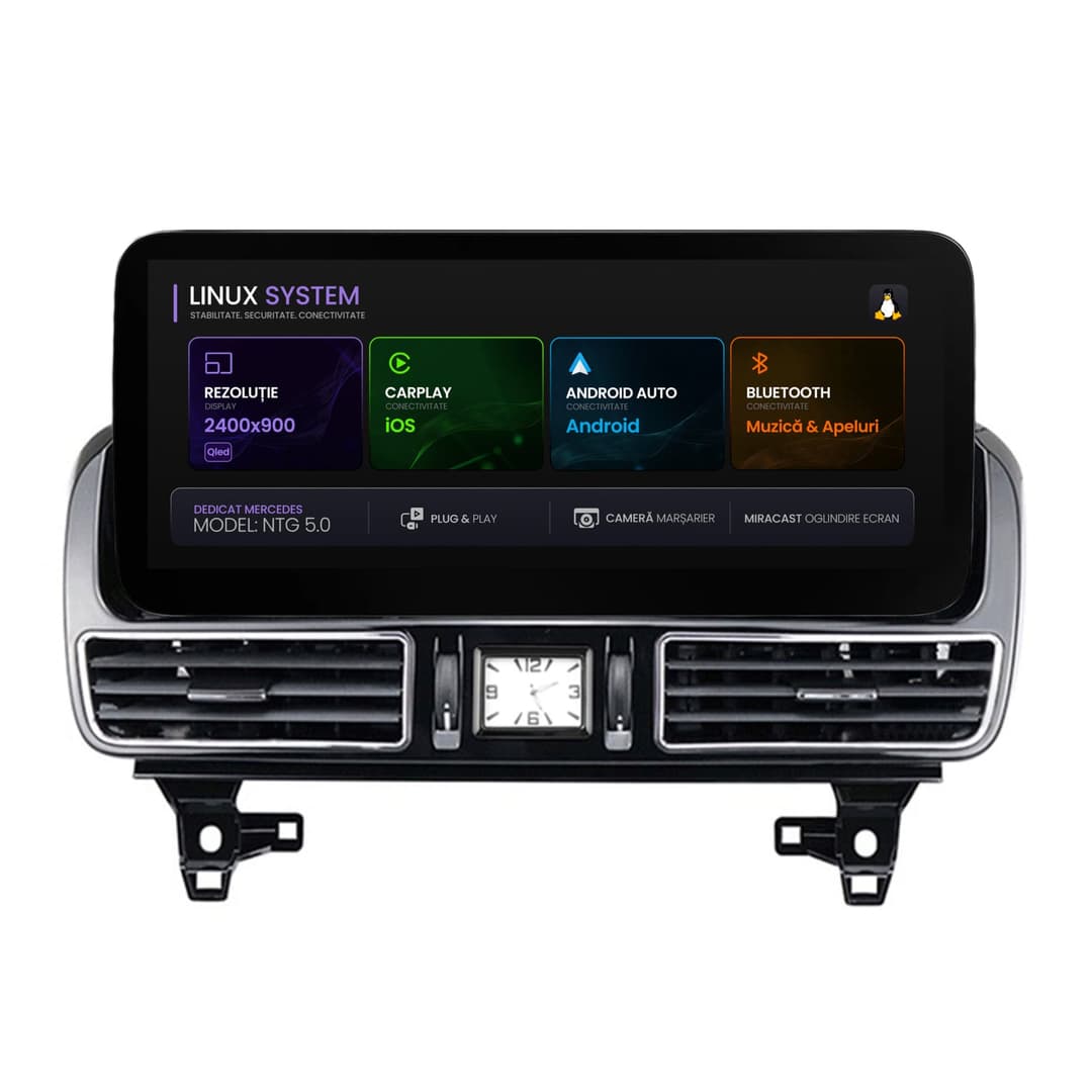 Navigatie Mercedes Benz GLE W166 GLS X166 (2016-2018), Linux OS OEM, NTG 5.0, CarPlay Android Auto Wireless, MirrorLink, Camera AHD, 12.3 Inch -