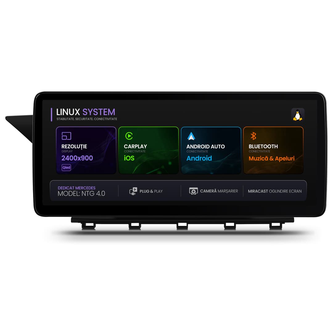 Navigatie Mercedes Benz GLK X204 (2008-2012), Linux OS OEM, NTG 4.0, CarPlay Android Auto Wireless, MirrorLink, Camera AHD, 12.3 Inch -