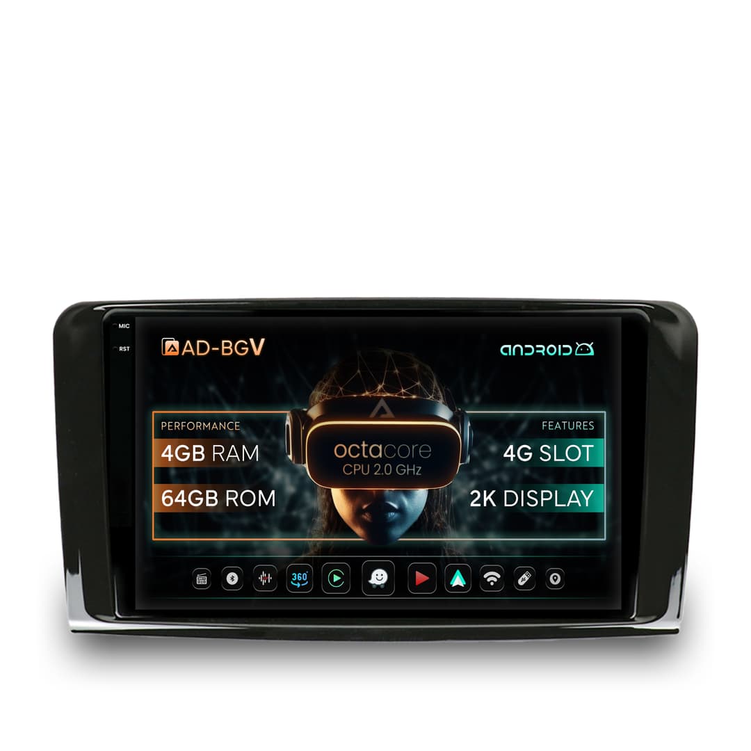 Navigatie Mercedes Benz ML W164 GL X164, Android, V-Octacore 4GB RAM + 64GB ROM, 9.5 Inch - AD-BGV9004+AD-BGRKIT405
