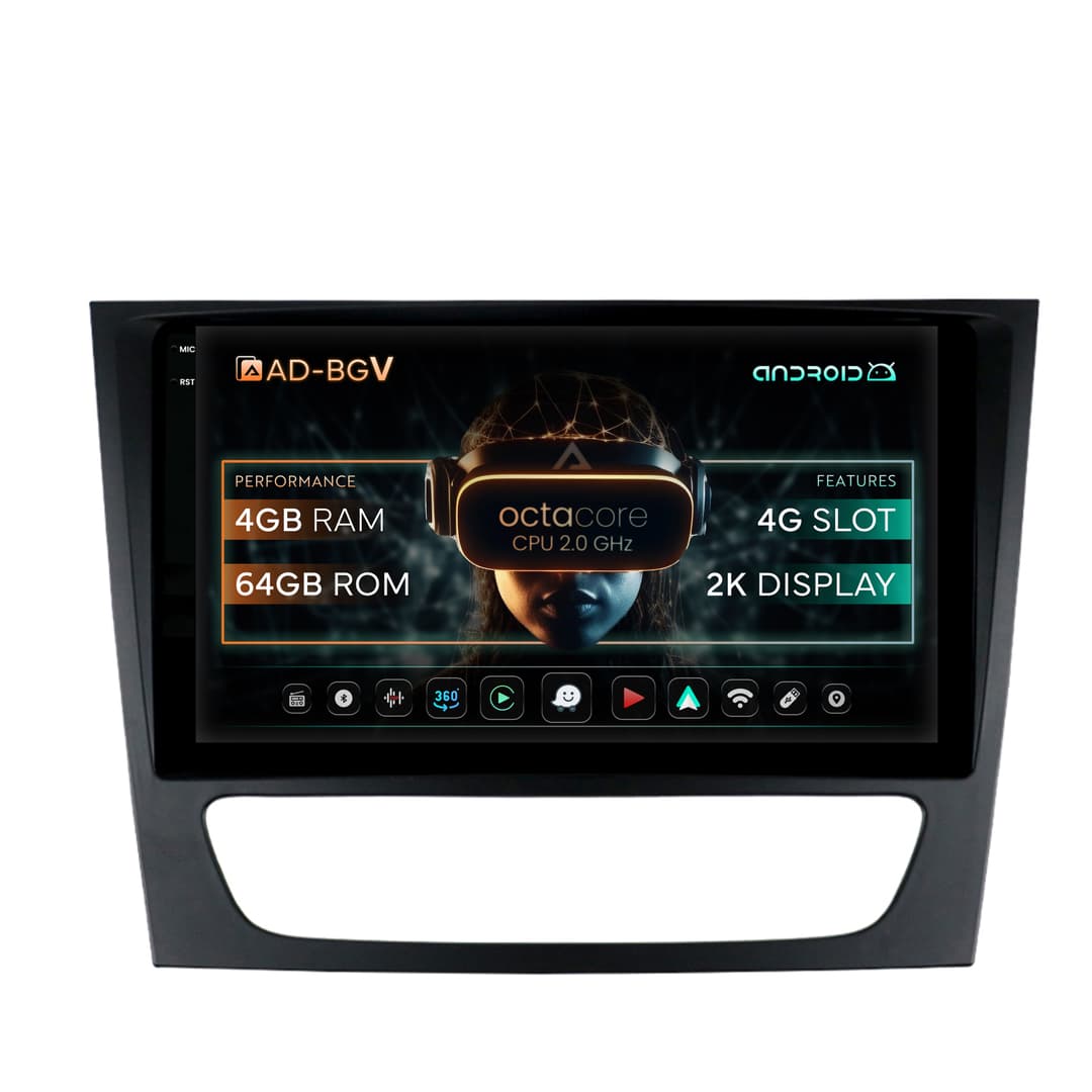 Navigatie Mercedes Benz W211 CLS, Android, V-Octacore 4GB RAM + 64GB ROM, 9.5 Inch - AD-BGV9004+AD-BGRKIT415