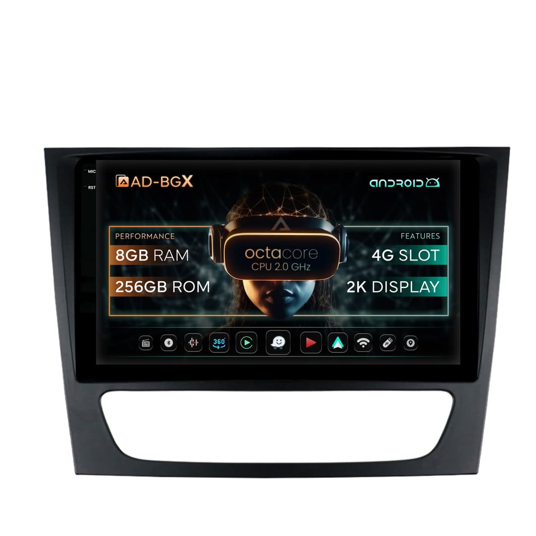 Navigatie Mercedes Benz W211 CLS, Android, X-Octacore 8GB RAM + 256GB ROM, 9.5 Inch - AD-BGX9008+AD-BGRKIT415