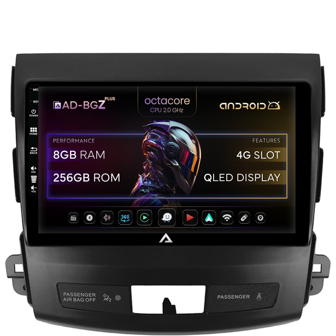 Navigatie Mitsubishi Outlander Peugeot 4007 Citron C-Crosser, Android, Z-Octacore 8GB RAM + 256GB ROM, 9 Inch - AD-BGZ9008+AD-BGRKIT276