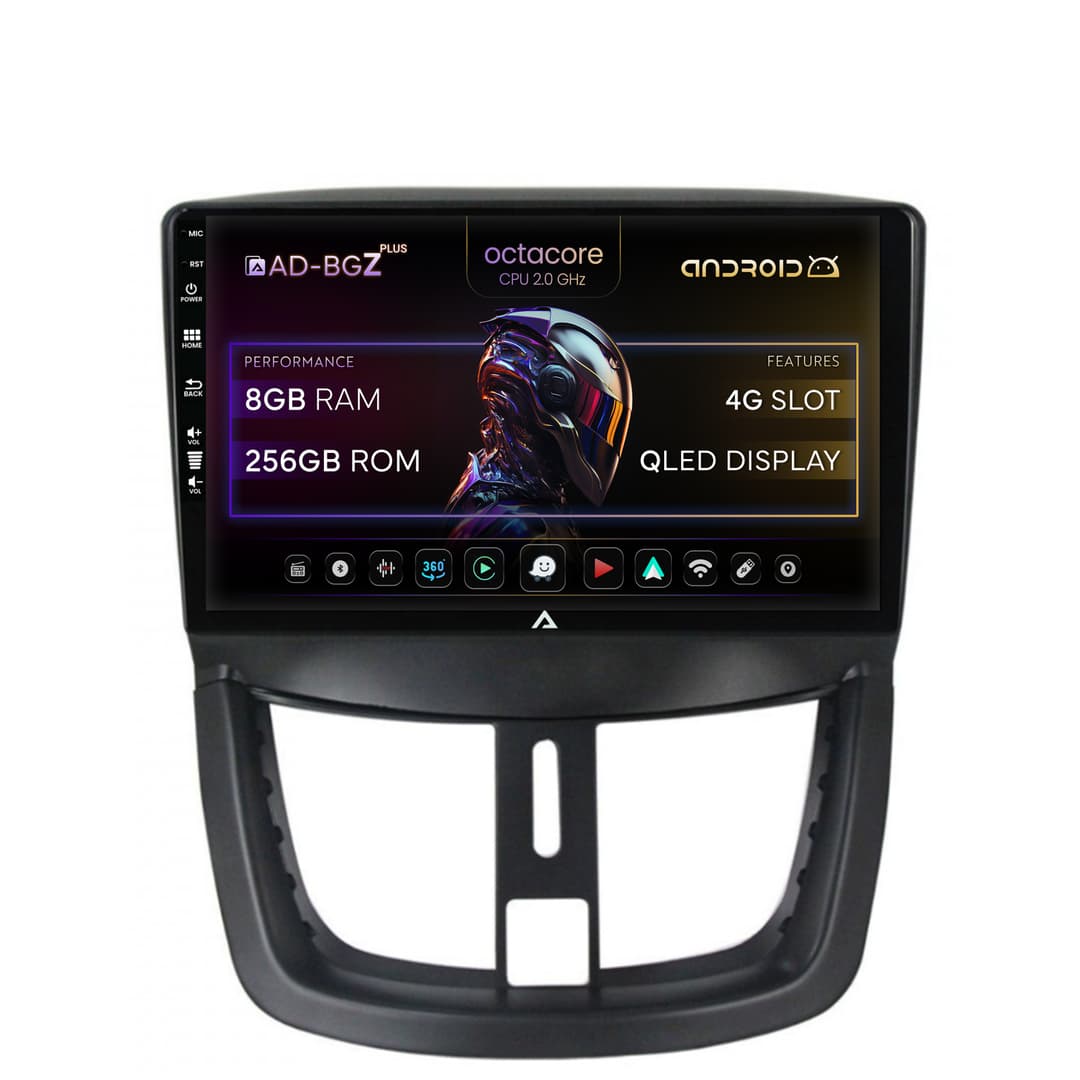 Navigatie Peugeot 207, Android, Z-Octacore 8GB RAM + 256GB ROM, 9 Inch - AD-BGZ9008+AD-BGRKIT263