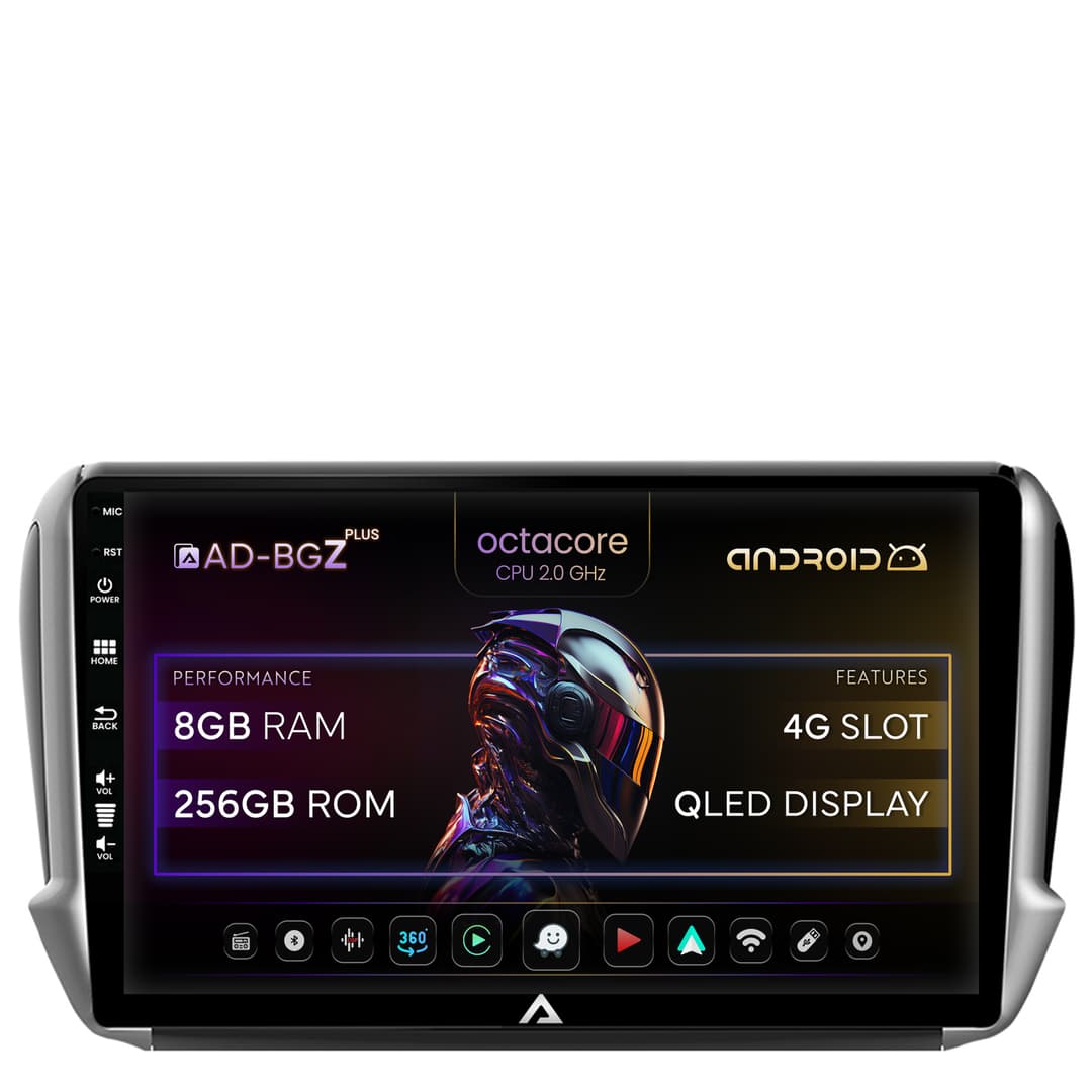 Navigatie Peugeot 208 2008 (2012+), Android, Z-Octacore 8GB RAM + 256GB ROM, 10.1 Inch - AD-BGZ10004+AD-BGRKIT258
