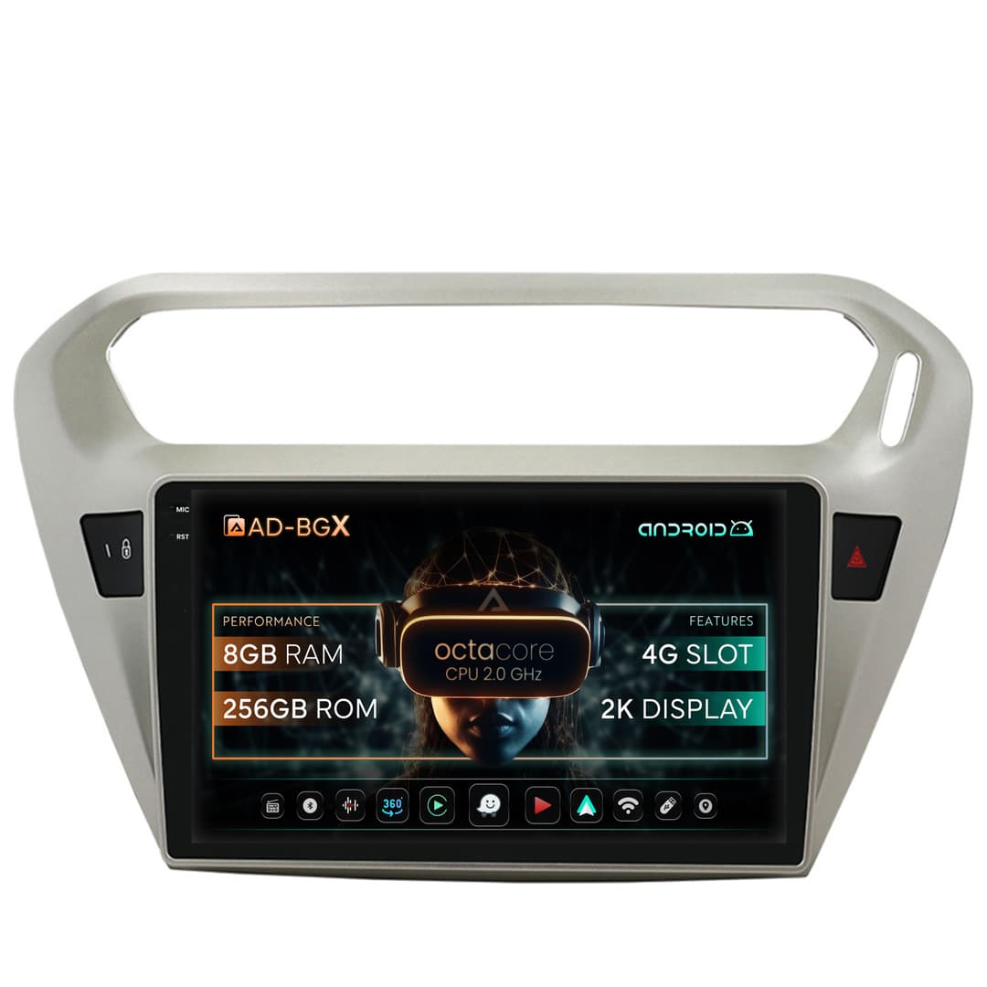 Navigatie Peugeot 301 Citroen C-Elysee, Android, X-Octacore 8GB RAM + 256GB ROM, 9.5 Inch - AD-BGX9008+AD-BGRKIT255