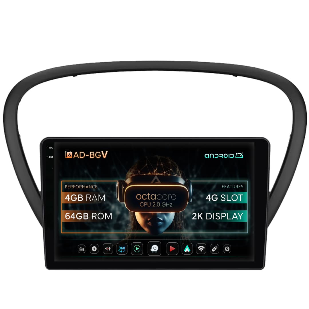 Navigatie Peugeot 607 (2004-2011), Android, V-Octacore 4GB RAM + 64GB ROM, 9.5 Inch - AD-BGV9004+AD-BGRKIT266V4