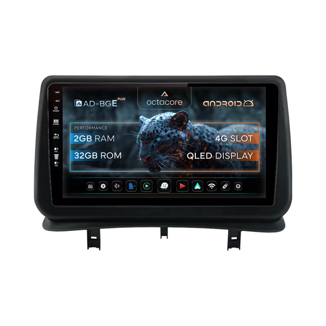 Navigatie Renault Clio 3 (2005-2013), Android, E-Octacore 2GB RAM + 32GB ROM, 9 Inch - AD-BGE9002+AD-BGRKIT371V2