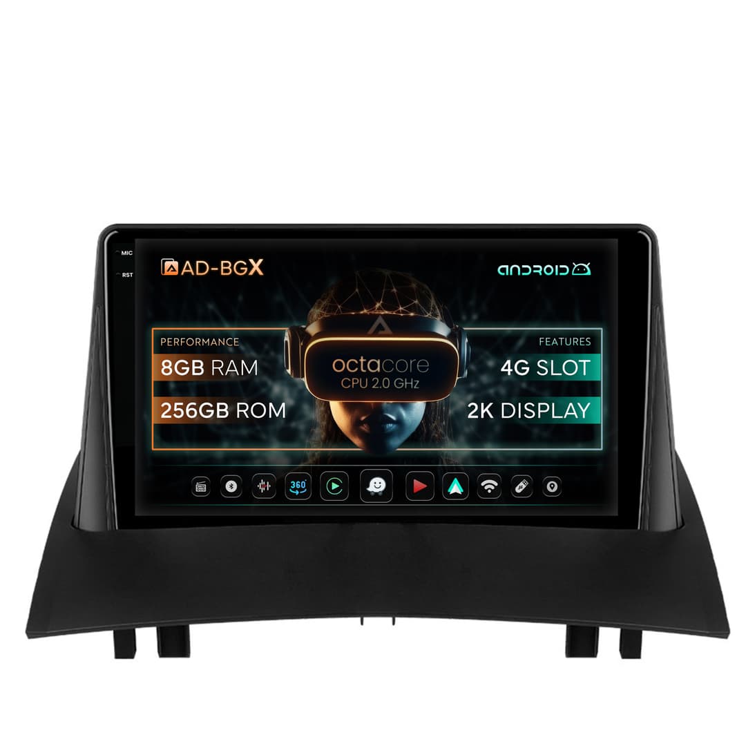 Navigatie Renault Megane 2 (2002-2009), Android, X-Octacore 8GB RAM + 256GB ROM, 9.5 Inch - AD-BGX9008+AD-BGRKIT371
