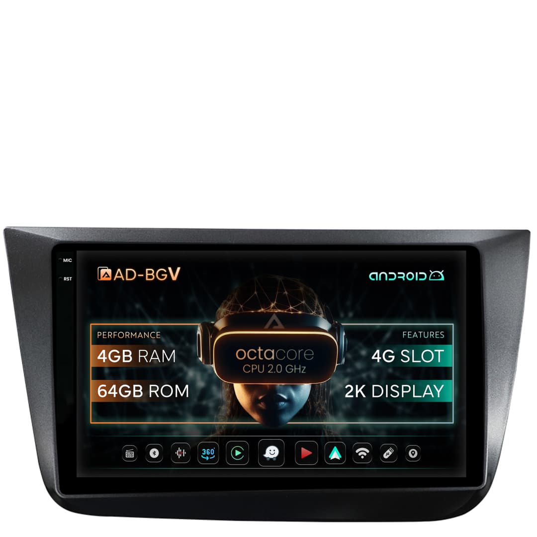Navigatie Seat Altea Toledo (2005-2012), Android, V-Octacore 4GB RAM + 64GB ROM, 9.5 Inch - AD-BGV9004+AD-BGRKIT055