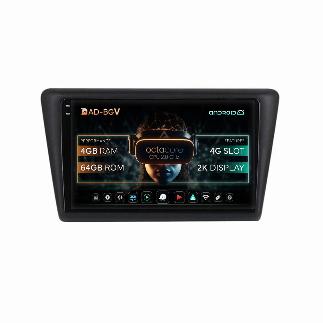Navigatie Seat Toledo Skoda Rapid (2012-2019), Android, V-Octacore 4GB RAM + 64GB ROM, 9.5 Inch - AD-BGV9004+AD-BGRKIT026V2