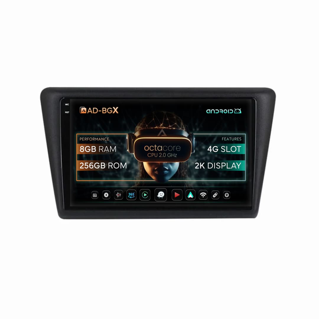 Navigatie Seat Toledo Skoda Rapid (2012-2019), Android, X-Octacore 8GB RAM + 256GB ROM, 9.5 Inch - AD-BGX9008+AD-BGRKIT026V2