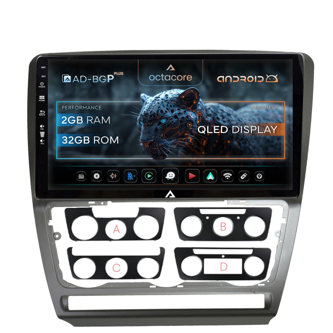 Navigatie Skoda Octavia 2, Android, P-Octacore 2GB RAM + 32GB ROM, 10.1 Inch - AD-BGP10002+AD-BGRKIT048