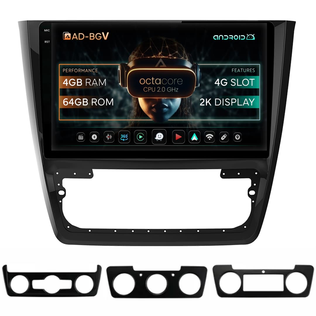 Navigatie Skoda Yeti, Android, V-Octacore 4GB RAM + 64GB ROM, 10.36 Inch - AD-BGV10004+AD-BGRKIT040